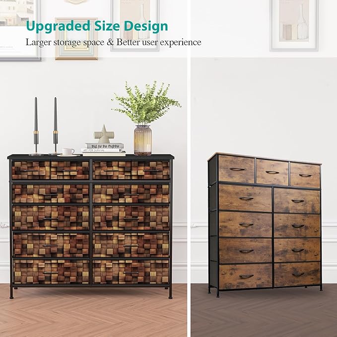 TV Stand Dresser for Bedroom, Tall Fabric Drawer Dresser, Chest of Drawers - Image 6