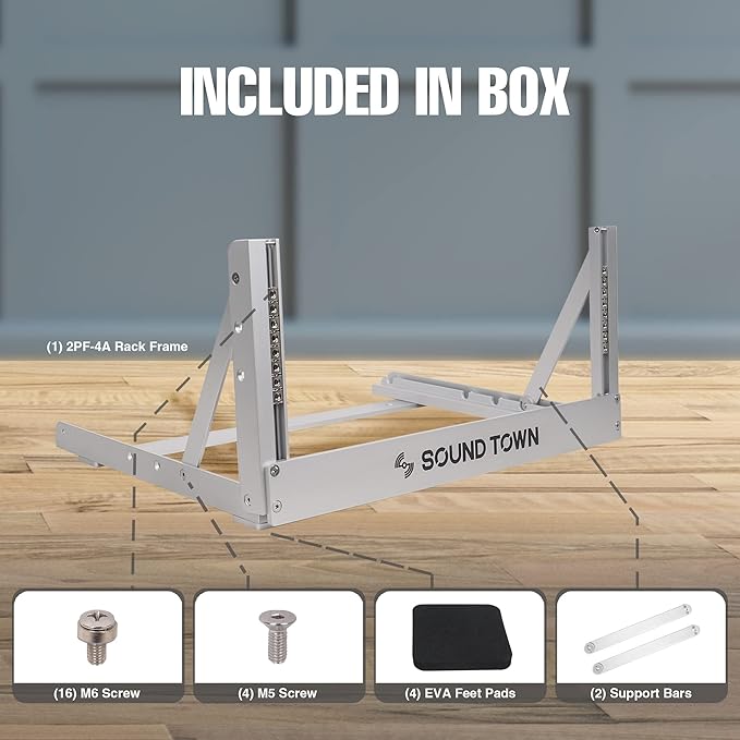 Sound Town 4U Aluminum 2-Post Desktop Open-Frame Rack, Angle Adjustable - Image 4