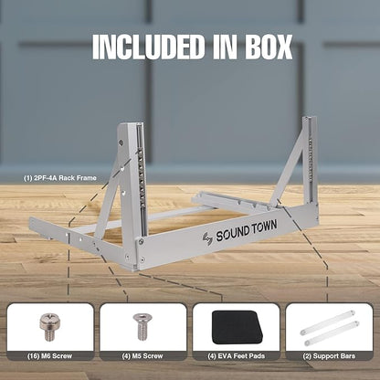 Sound Town 4U Aluminum 2-Post Desktop Open-Frame Rack, Angle Adjustable - Image 4