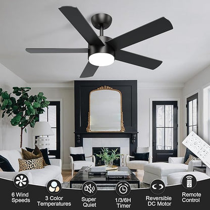 POCHFAN 42 inch Black Ceiling Fans - Image 6