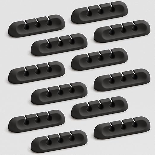 Apromisith USB Cable Organizer Clips Cord Holder, 12 Packs Black Self Adhesive by Apromisith