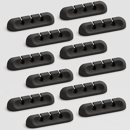 Apromisith USB Cable Organizer Clips Cord Holder, 12 Packs Black Self Adhesive by Apromisith