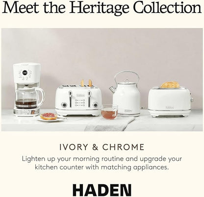 HADEN Heritage Toaster with Extra Wide Slots, Ivory & Chrome - Image 5