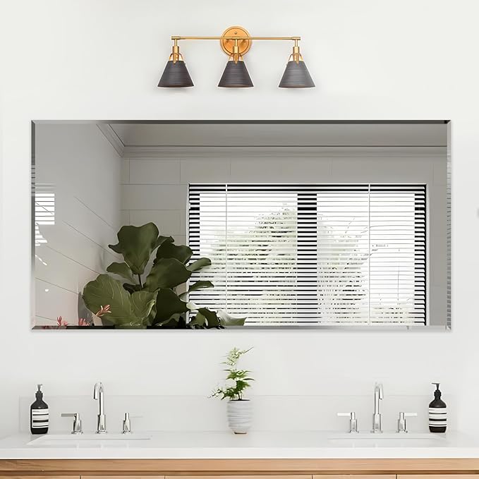Frameless Beveled Edge Bathroom Mirror 36x72 Inch Rectangle Wall Mirror - Image 7