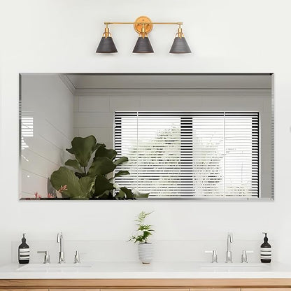 Frameless Beveled Edge Bathroom Mirror 36x72 Inch Rectangle Wall Mirror - Image 7