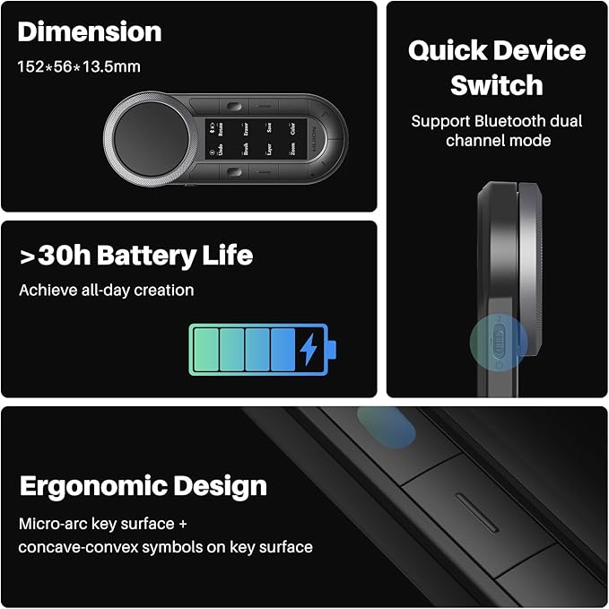 HUION Keydial Remote Bluetooth Programmable Keypad - Image 7