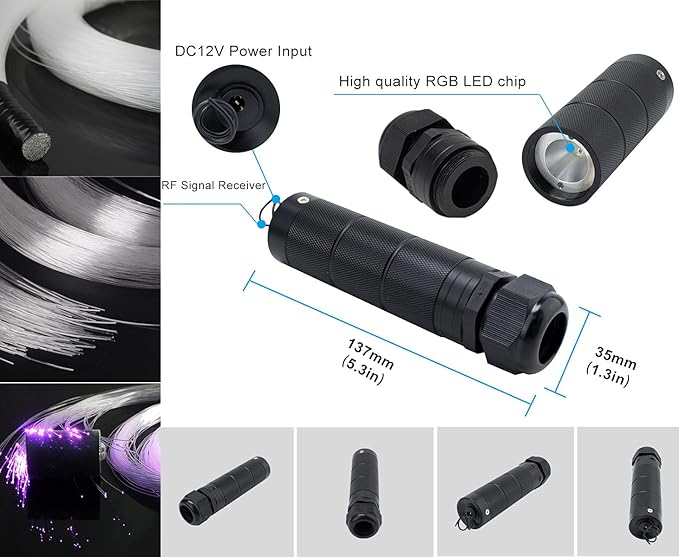 AZIMOM Car Use Bluetooth 6W RGBW LED Fiber Optic Lights Star Ceiling Light Kit - Image 3