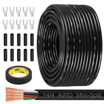 MOOKEERF 14/4 AWG Mini-Split Cable - 200FT 14 AWG 4 Conductor Control Cable by MOOKEERF