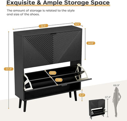 Shoe Cabinet Storage, Farmhouse Freestanding Organizer - Image 2