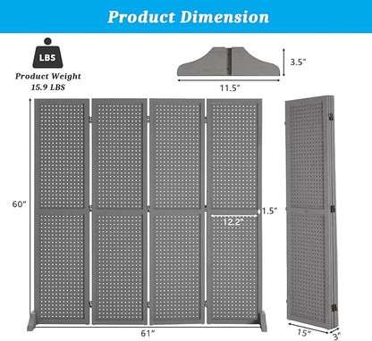 Bonnlo 4 Panel Pegboard Freestanding, 5 FT Portable Display Board Organizer - Image 2