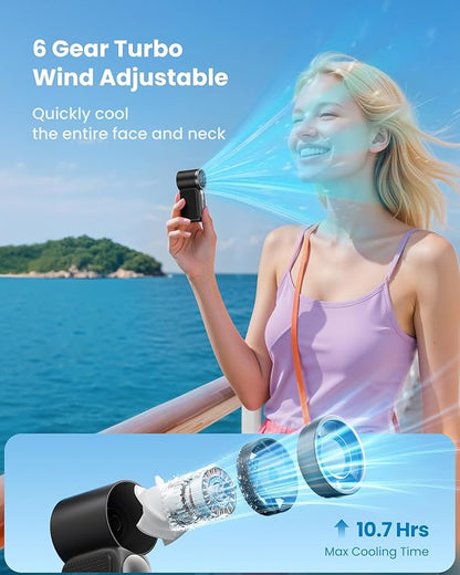 Gaiatop Portable Handheld Mini Fan, 6 Speeds 16900 RPM High Velocity Personal - Image 4