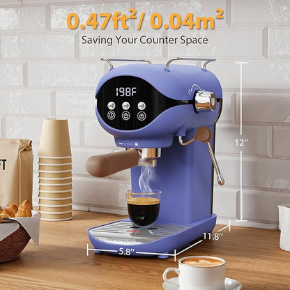 Espresso Machine with Steam Milk Frother Semi Automatic 20 Bar Compact Blue - Image 5