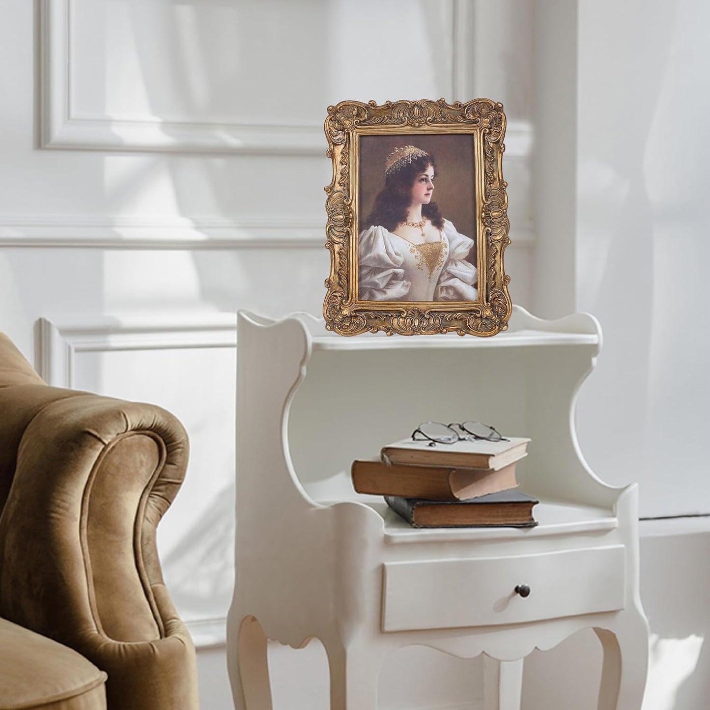 Antique Picture Frames 4x6 Vintage Victorian Ornate Picture Frames with Front Glass Wall Mount and Tabletop Baroque Home Decor Retro Gallery Wall Decor,1 Pack,Bronze