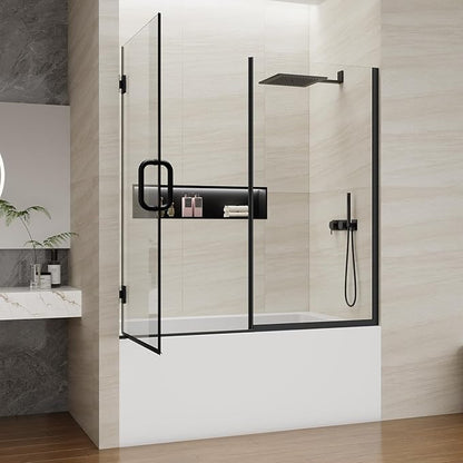 Pivot Swing Bathtub Door, Adjustable Width 60" W x 59" H Semi-Frameless Shower - Image 2