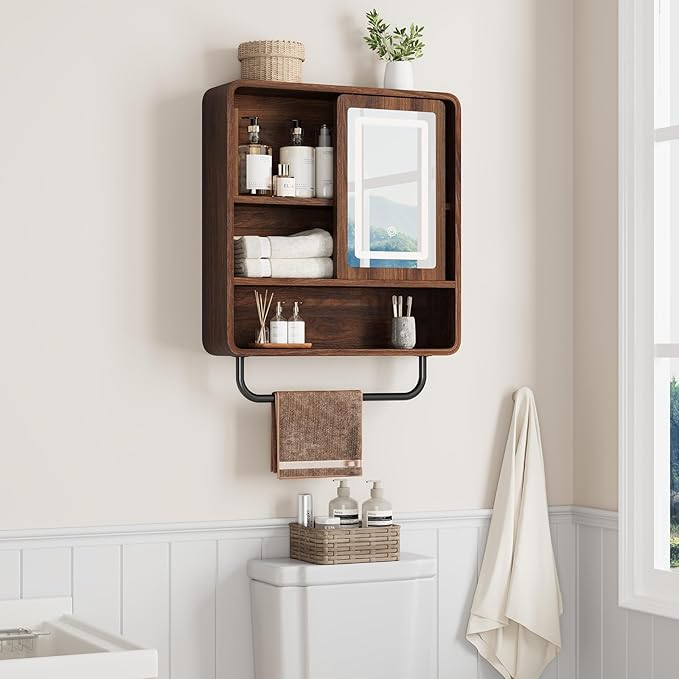 QUW Bathroom Wall Cabinet with Sliding Mirror Door, Modern Medicine Cabinet - Image 8