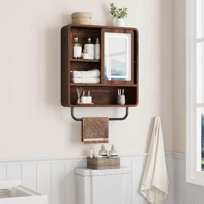 QUW Bathroom Wall Cabinet with Sliding Mirror Door, Modern Medicine Cabinet - Image 8