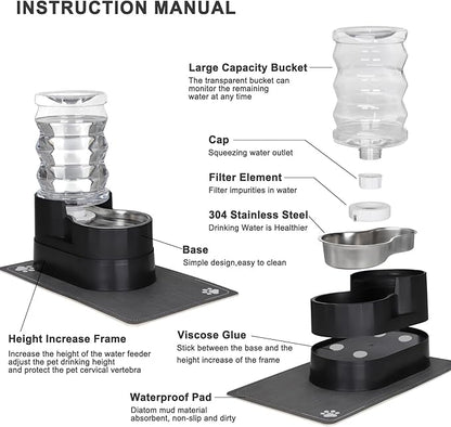 RIZZARI Automatic Dog Water Dispenser: 7L Black Stainless Steel Feeder - Image 3