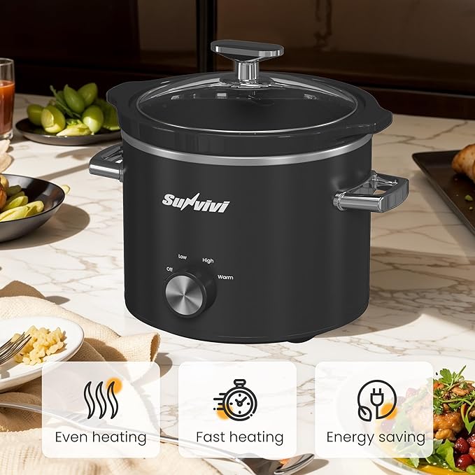Sunvivi 2 Quart Slow Cooker, Small Slow Cooker - Image 3