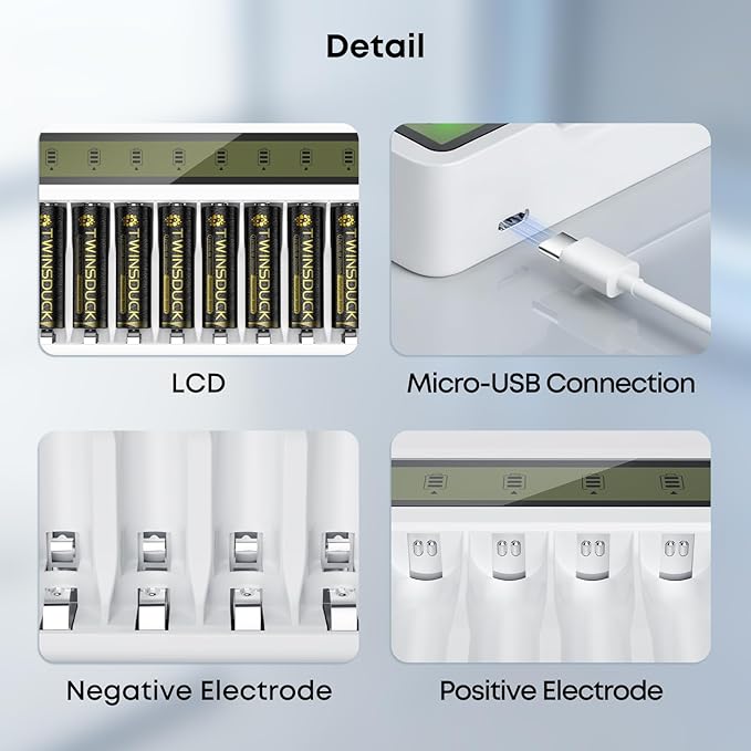 Rechargeable Battery Charger, 8 Bay AA AAA Smart Charger - Image 7