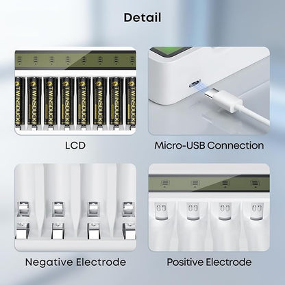 Rechargeable Battery Charger, 8 Bay AA AAA Smart Charger - Image 7