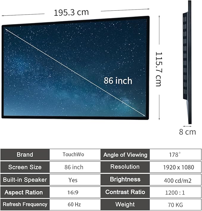 86" Touchscreen Monitor Smart Board, 4K Interactive Presentation Electronic - Image 7