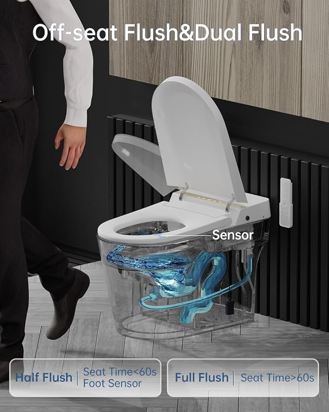 EPLO Smart Toilet Bidet, Auto Open/Close lid, Heated Seat, Dual Auto Flush - Image 4