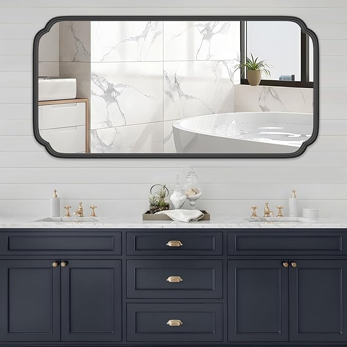 48 x 24 Inch Black Bathroom Vanity Mirror by FerytangeHome