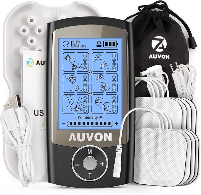 AUVON Rechargeable TENS Unit Muscle Stimulator, 24 Modes 4th Gen TENS Machine by AUVON