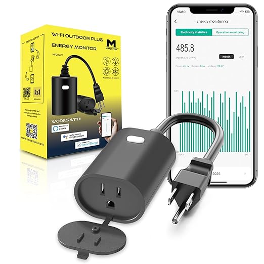 Minoston Outdoor Outlet, WiFi Smart Plug in Energy Monitoring, 2.4Ghz Wi-Fi by Minoston