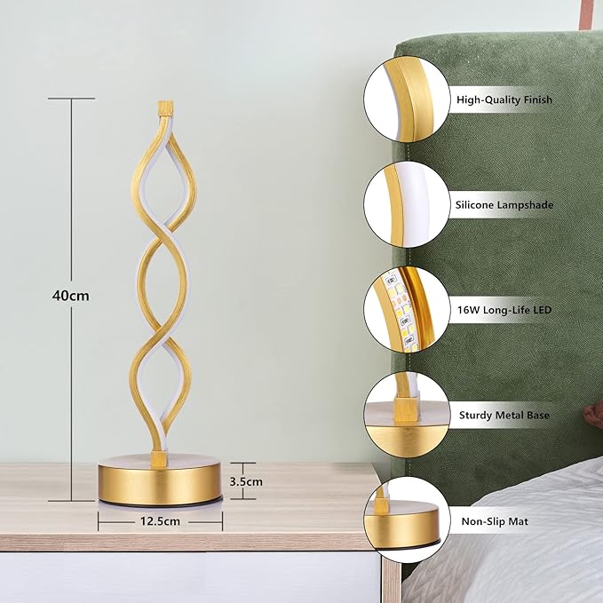 NUÜR Gold Infinity Spiral LED Table Lamp, Lamps - Image 7