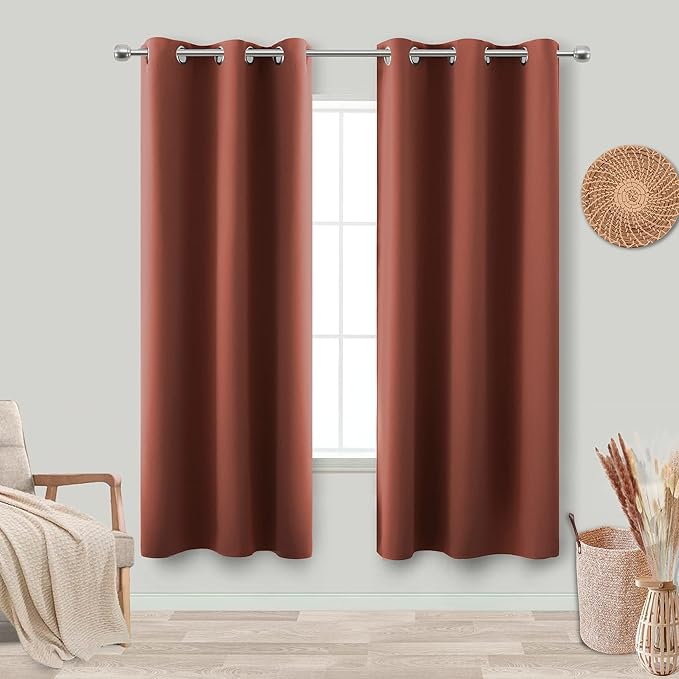 KOUFALL Rust Western Curtains for Bedroom 72 Inch Length 2 Panels Set Blackout by KOUFALL