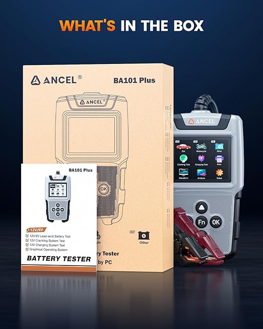 ANCEL BA101 Plus Car Battery Tester 6V 12V Load Tester, 20-2000 CCA Digital - Image 9