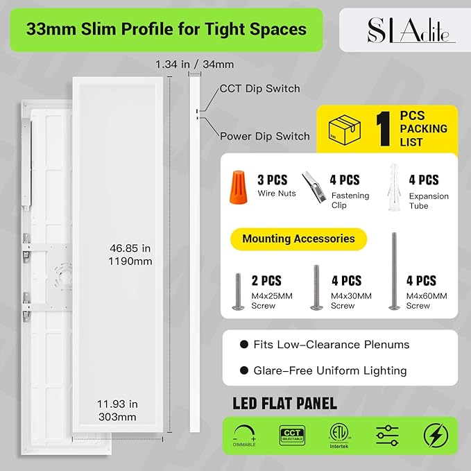 1x4 LED Flat Panel Light, Surface Mount Ceiling Light, 5CCT - Image 5