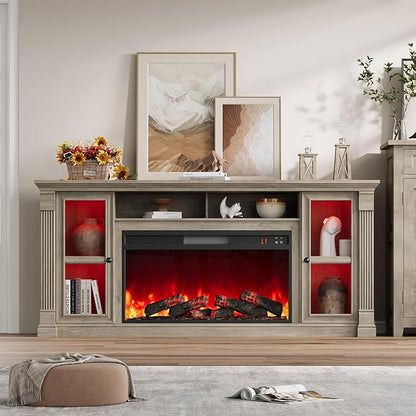Farmhouse Fireplace TV Stand Up to 80" TVs, Media Console - Image 4