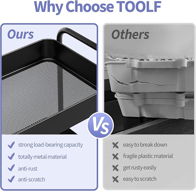 TOOLF 5-Tier Metal Rolling Cart - Image 3