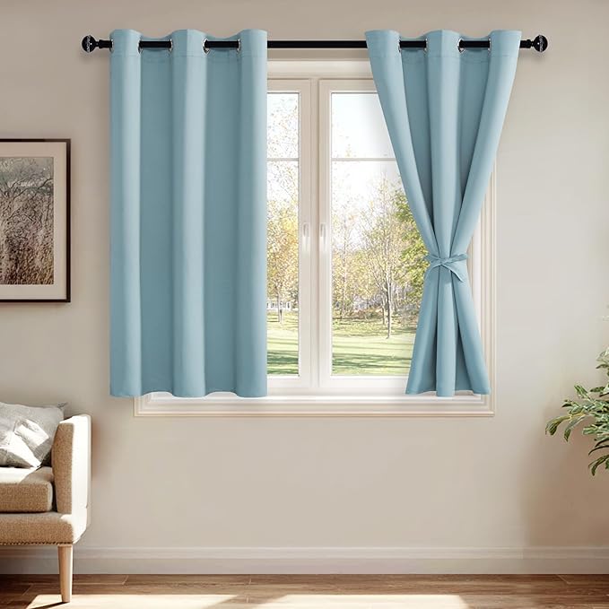 JIUZHEN Light Blue Blackout Curtains by JIUZHEN