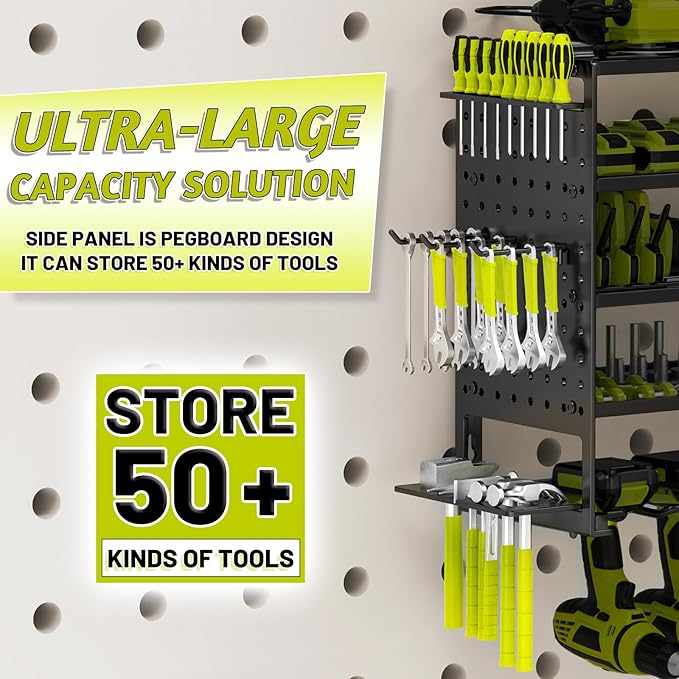 5 Layers Power Tool Organizer Wall Mount, Metal Cordless Tool Hanger Storage - Image 4