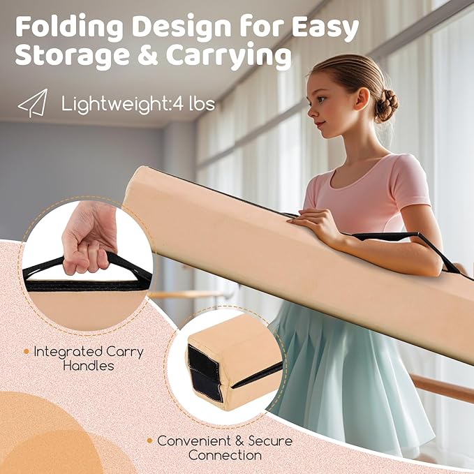 Giantex 7FT/8FT/9FT Balance Beam, Folding Gymnastics Beam w/Carry Handles - Image 5