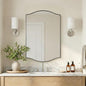 Brushed Nickel Mirror, 24"x36" Silver Scalloped Wall Mirror for Bathroom, Curved Edge Design with SUS304 Stainless Steel Metal Frame, Ideal for Bathroom, Bedroom, Entryway