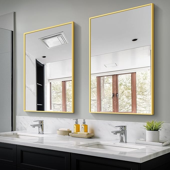 Bathroom Vanity Mirror for Wall, 2 Pack 36" x 24" Metal Framed Rectangular by TRAHOME