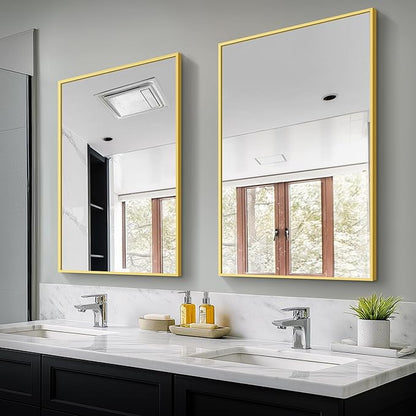 Bathroom Vanity Mirror for Wall, 2 Pack 36" x 24" Metal Framed Rectangular by TRAHOME