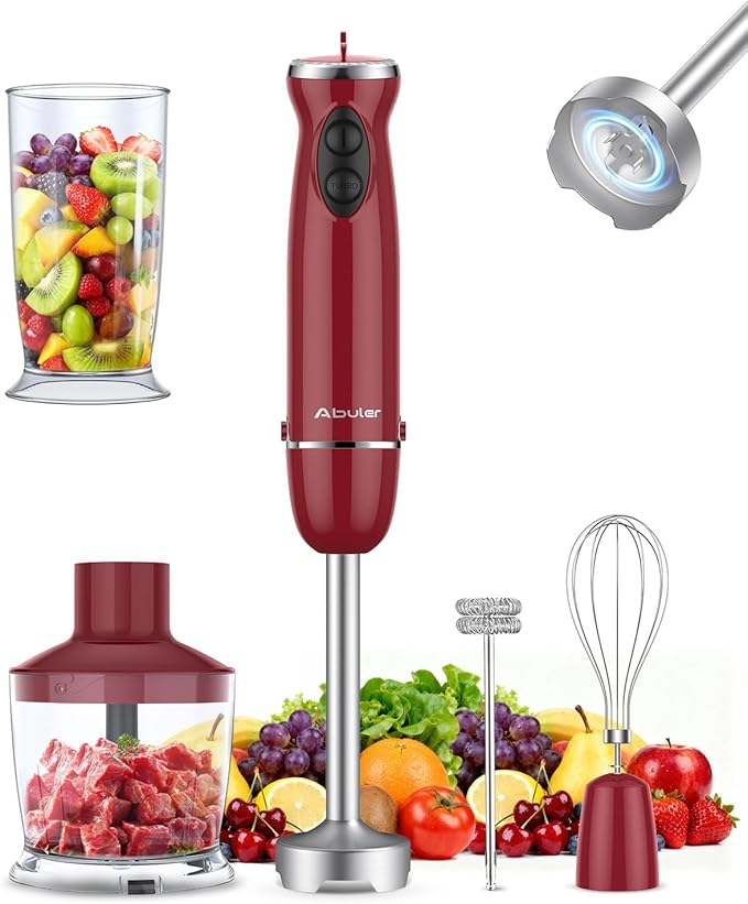 Immersion Blender 5 in 1 Hand Blender, Abuler 1000W Hand Mixer Stick, 12 Speed by Abuler