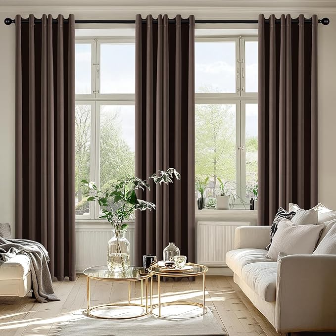 MIULEE Chocolate Brown Blackout Curtains - Image 6