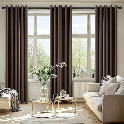 MIULEE Chocolate Brown Blackout Curtains - Image 6