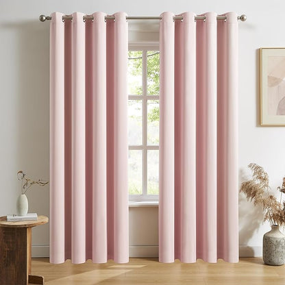 DUALIFE Blackout Curtains Baby Pink 90 Inch Length by DUALIFE