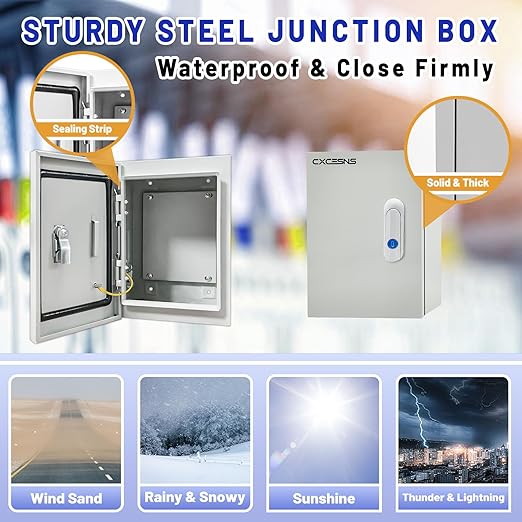 Outdoor Electrical Box 10 x 8 x 6''D NEMA 4X Enclosure Steel Box, Waterproof & - Image 4