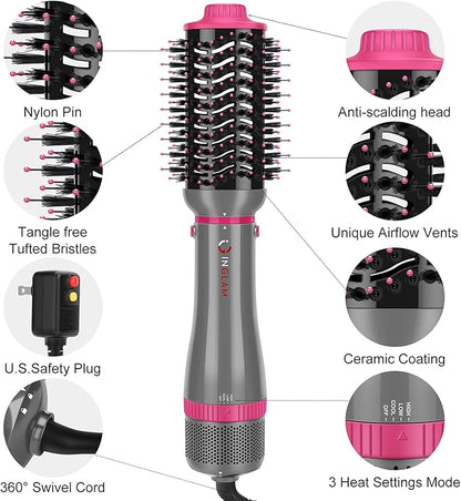 IG INGLAM 4 in 1 Blowout Brush, Negative Ion Detachable Hair Dryer & Styler - Image 7