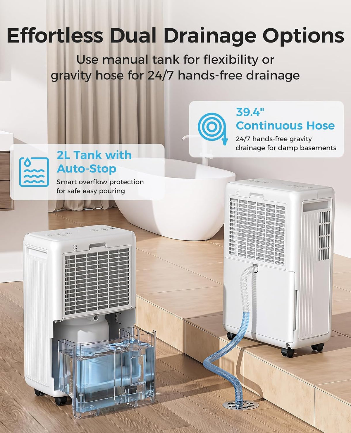 32 pint dehumidifier for basement and home, 2600 showing dimensions