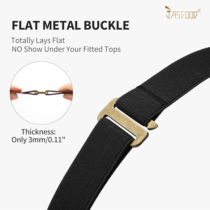 JASGOOD Women No Show Stretch Belt Elastic Web Strap Belt - Image 3