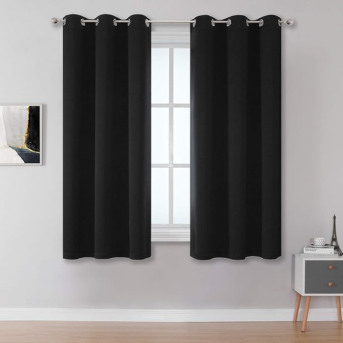 38 Inch Curtains- 2 Panels Blackout Thermal Insulating Small Curtain Panels by DUALIFE